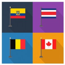 厄瓜多尔哥斯达黎加和加拿大国旗