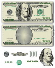 标签100美元钞票花纹装饰矢量素材