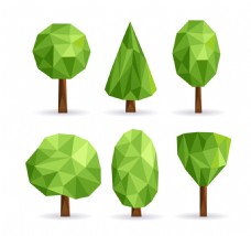 创意多边形绿色树木