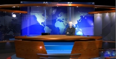 在AE中搭建的虚拟新闻演播室模板