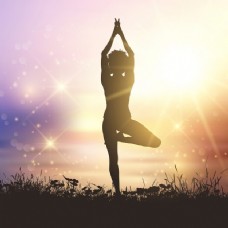 瑜伽女性瑜伽姿势中女性的轮廓