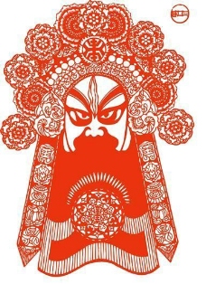 中华文化夏侯惇博望坡三块瓦脸中国传统文化京剧脸谱剪纸64