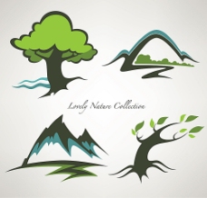 树木手绘风景logo设计