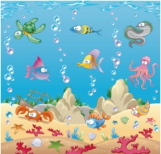 海洋动物海洋世界动物矢量图片
