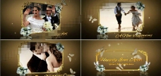 浪漫花朵边框中的婚礼影像展示AE模板