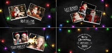 展板模板圣诞彩灯包围中的欢乐影像展示AE模板