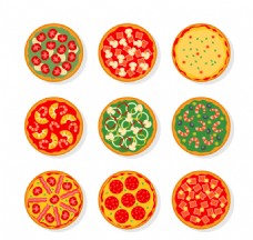 9款美味披萨俯视图