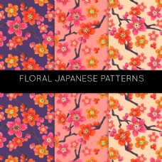彩色花日本图案
