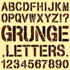 字体破旧的印刷字母和数字